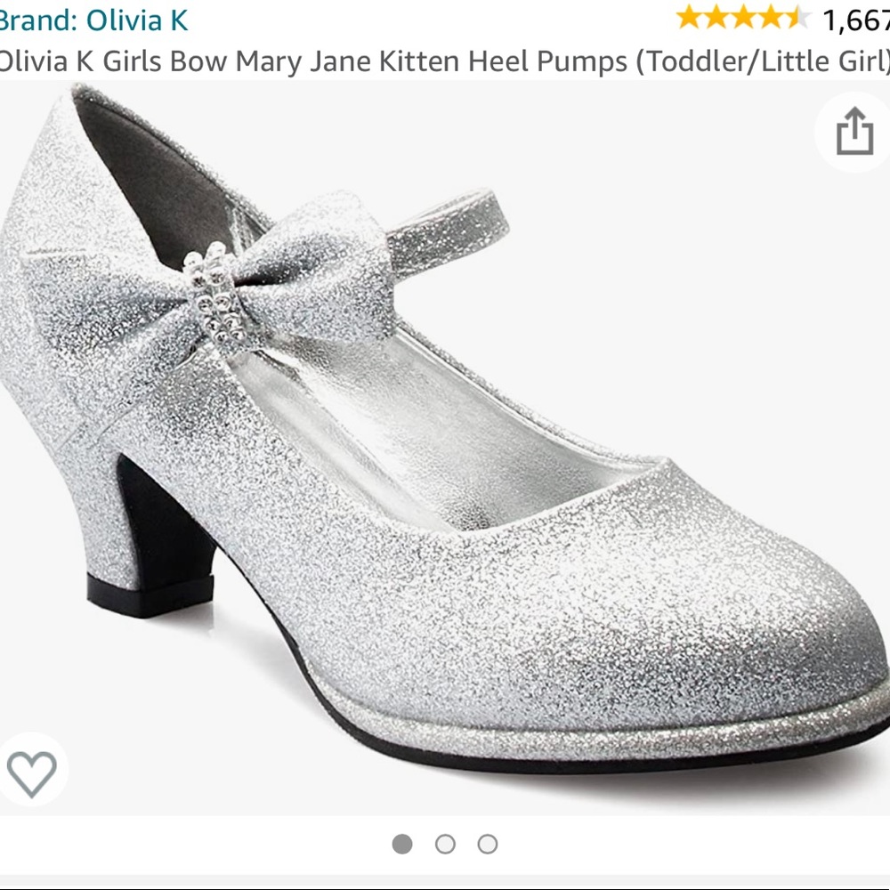 Kids sliver glitter Mary Jane “heels”